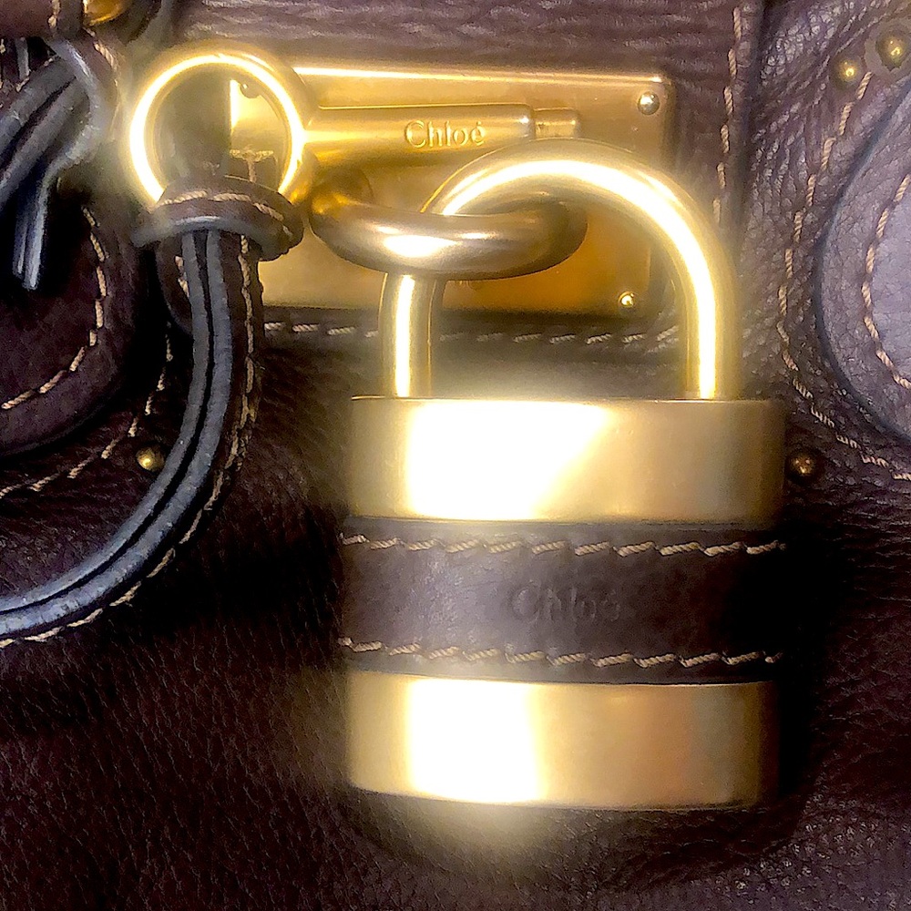 CHLOE Paddington Mocha Brown Leather Bag with Lock & Key Mint Condition - Picture 7 of 17